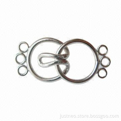 Solid 925 sterling silver/3-strand toggle necklace/bracelet clasps